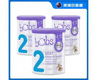 【澳洲直邮包邮】Bubs 婴儿山羊配方奶粉2段 800克x3罐/箱（6-12个月适用）
