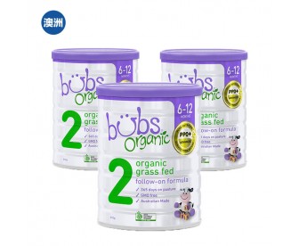 【澳洲直邮包邮】Bubs 婴幼儿有机草饲牛奶粉2段 800克x3罐/箱（6-12个月适用）【奶粉订单收件人身份证必需上传】