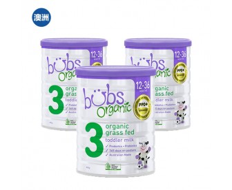 【澳洲直邮包邮】Bubs 婴幼儿有机草饲牛奶粉3段 800克x3罐/箱（1-3岁适用）【奶粉订单收件人身份证必需上传】